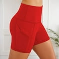 thumbnail image 4 of Summer Pants for Women Lady Solid Pocket High Waist Stretch Underpants Running Fitness Yoga Shorts Casual Yoga Pants Women Petite Bottoms Cropped Running Zipper Fall Attire Brocade Casual Red M, 4 of 5