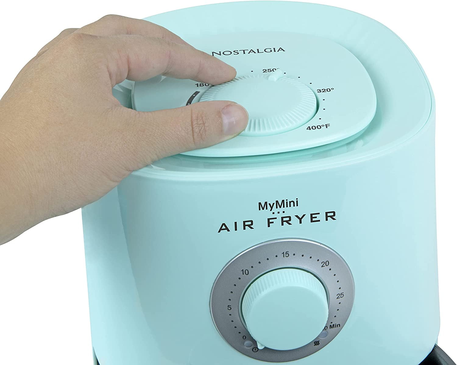 Nostalgia MyMini Retro Air Fryer, 1 Quart Mini Air Fryer with Automatic Shut Off, 1500W, Aqua