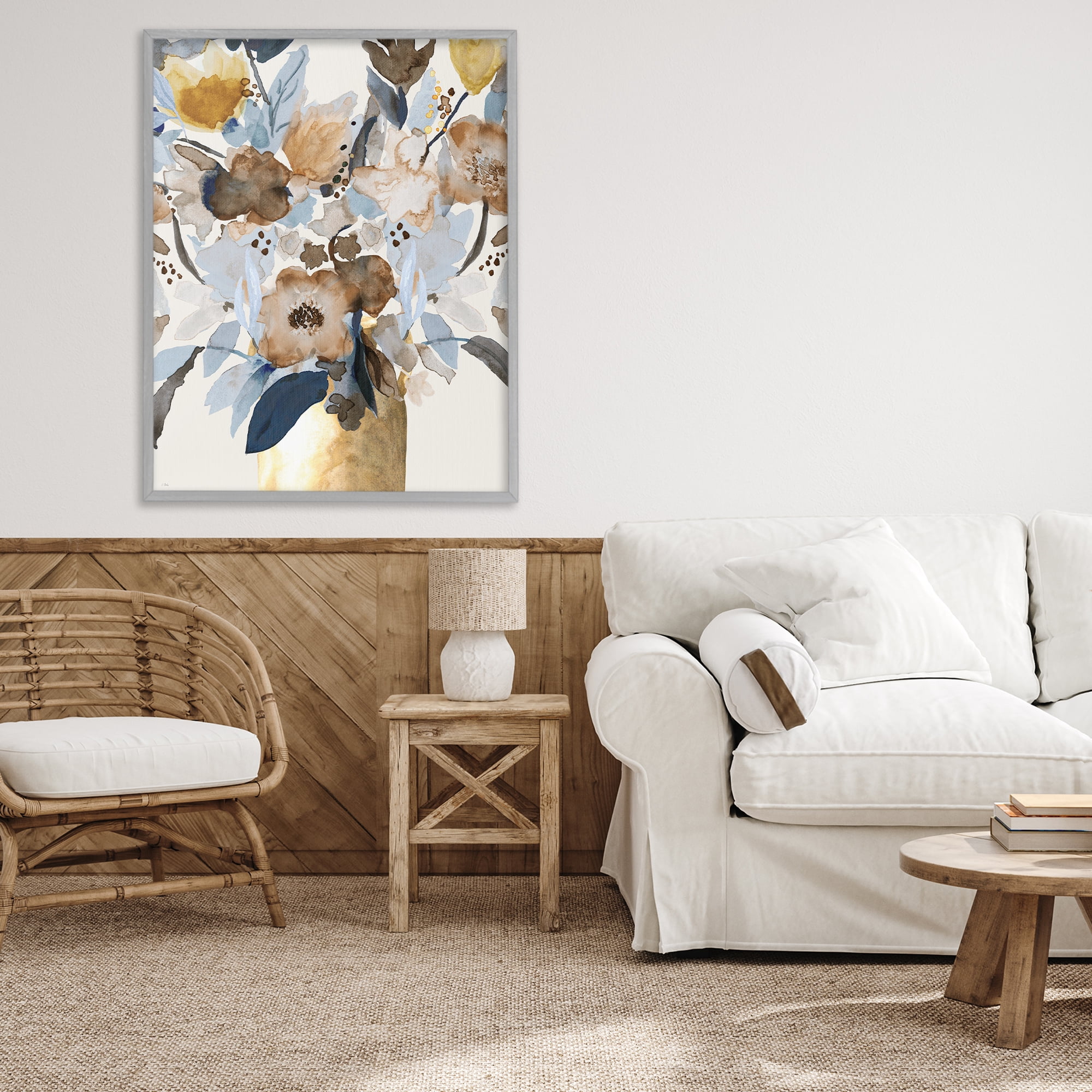 Stupell Industries Expressive Earthy Blossoms Gray Framed Giclee Art, design by Val Rhodes