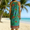 thumbnail image 7 of Summer Dresses for Women Boho Spaghetti Strap Crewneck Sleeveless Knee Length Sundresses Floral Beach Vacation Dress S-2XL, 7 of 7