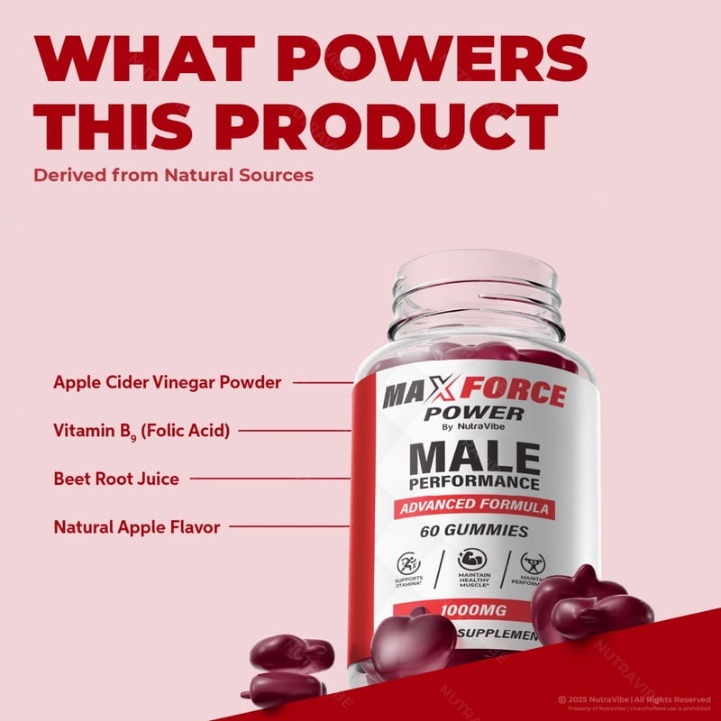 Max Force Power – Gummies with a Natural Daily Blend for Energy & Wellness | Great-Tasting, Easy-to-Chew Gummies (60 Gummies)