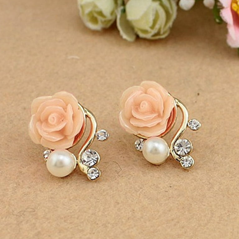Pearl and 2024 crystal stud earrings
