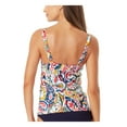 thumbnail image 2 of ANNE COLE Women's White Paisley Stretch Removable Cups  Lined Sweetheart Adjustable Tankini Swimsuit Top 32C\34B, 2 of 2