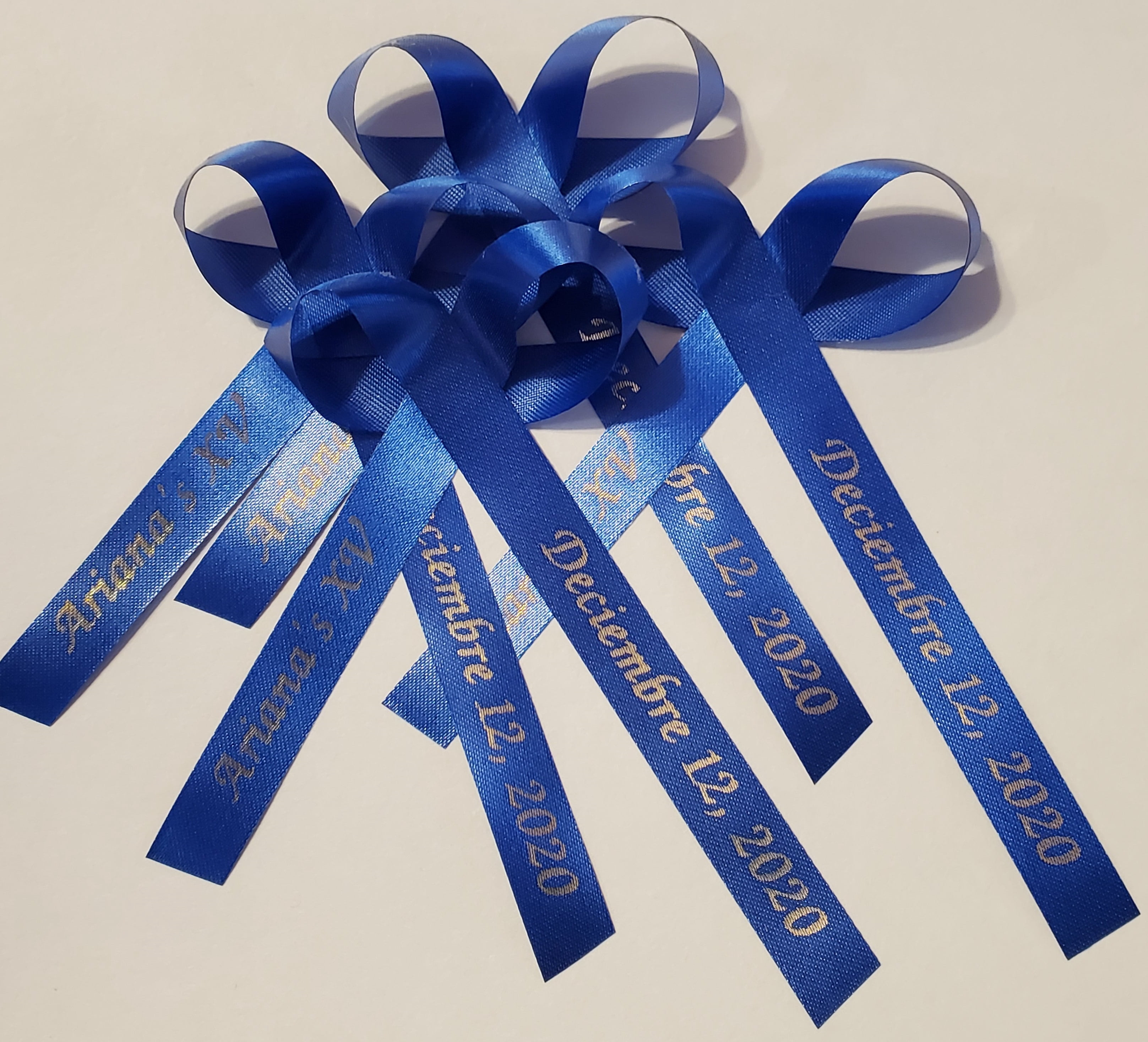 Personalized Ribbons Baby Bridal Shower Wedding Favors Custom Made Royal Blue 25 Bows with Name