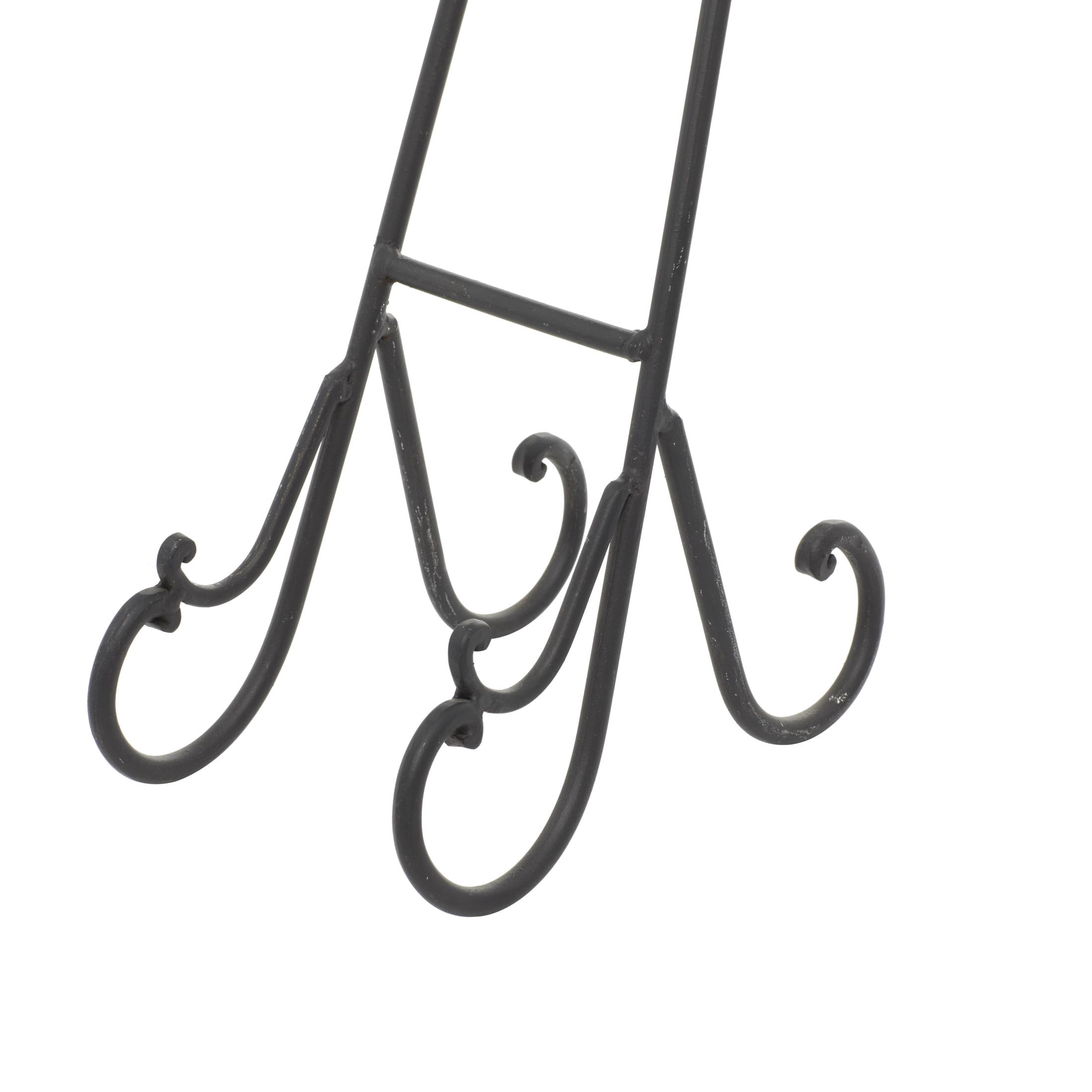 DecMode 6" x 18" Black Metal Tabletop Arched Scroll Easel, 1-Piece