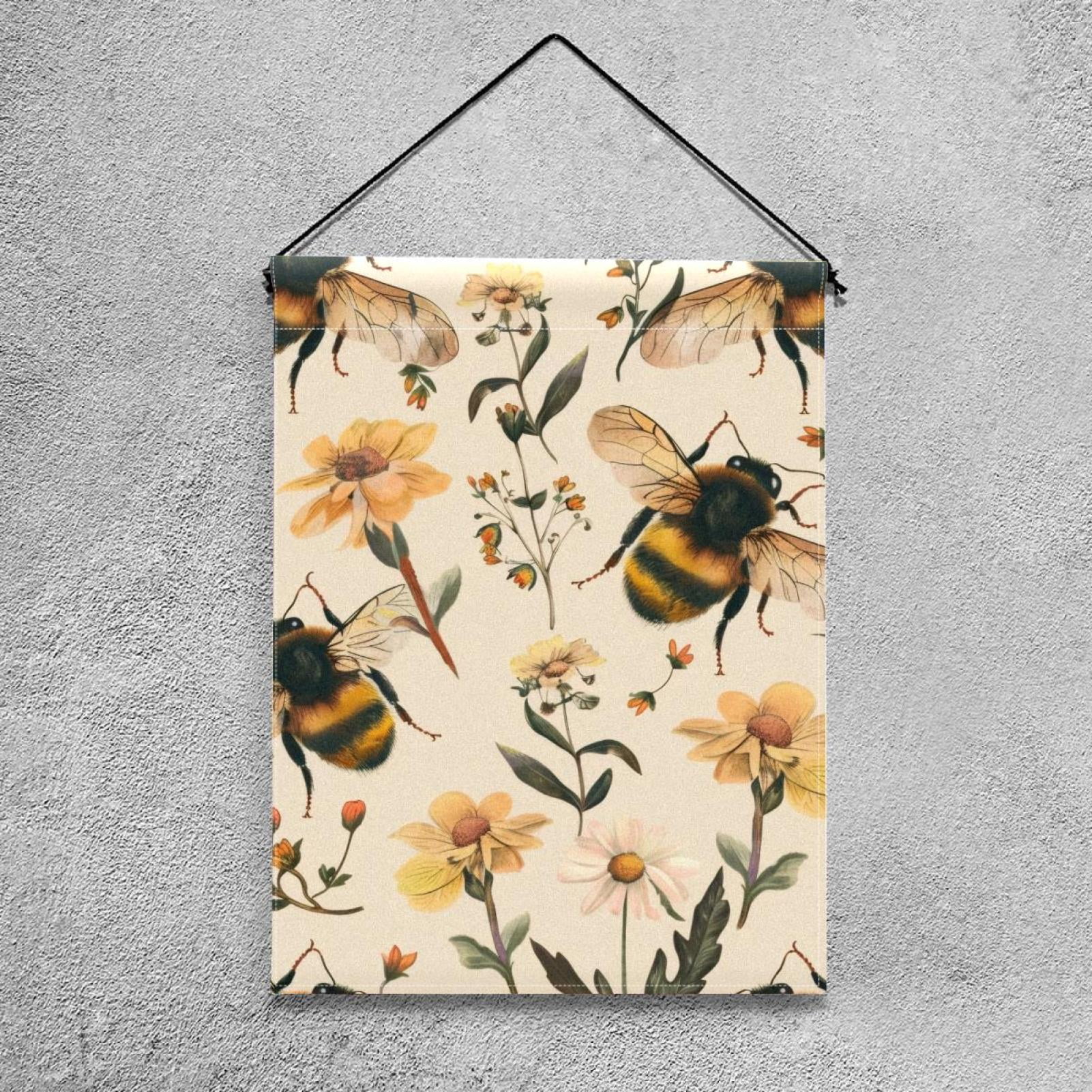 Cute Bees Aesthetic Pattern Double Sided Garden Flag Decorative Weather Resistant Yard Flag, Large DIY Vertical Flag for Farmhouse Patio Lawn, 28x40 Inch