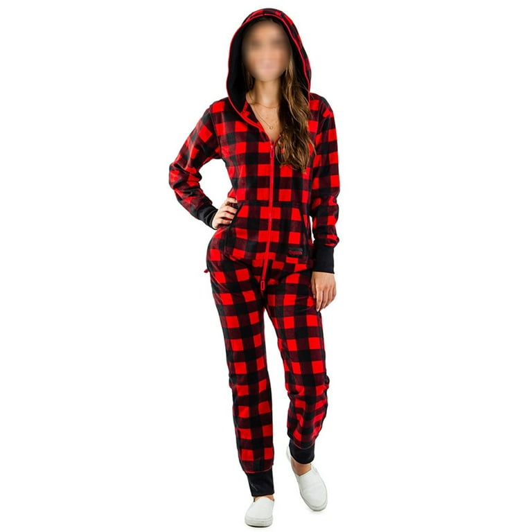 Aunavey Women s Christmas Onesie Pajamas Jumpsuit Long Sleeve
