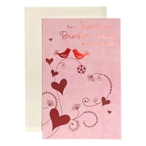 Valentine's Day Greeting Card for Sister & Brother in law - For a Sister and Brother-in-law Who Are Special - Foil Accents, Metallic Lettering; Birds, Hearts