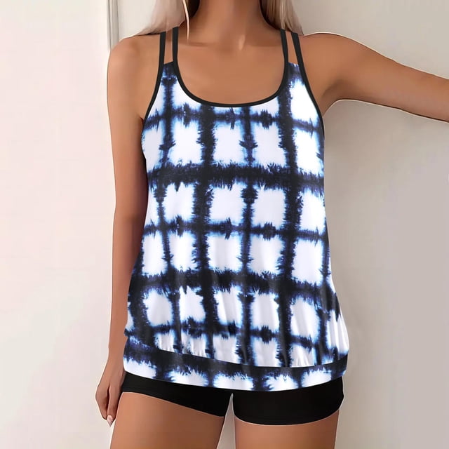 Haivin Women's Printed Tankini Two-Piece Swimsuit with Adjustable Straps for Beach and Pool