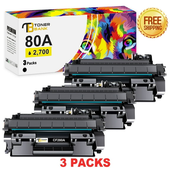 Toner Bank Compatible 80A Laserjet Toner Cartridge Black CF280A for HP 80A 80X CF280A CF280X LaserJet Pro 400 M401a M401d M401n M401dn M401dne M401dw MFP M425dn M425dw Printer Ink (Black 3-Pack)