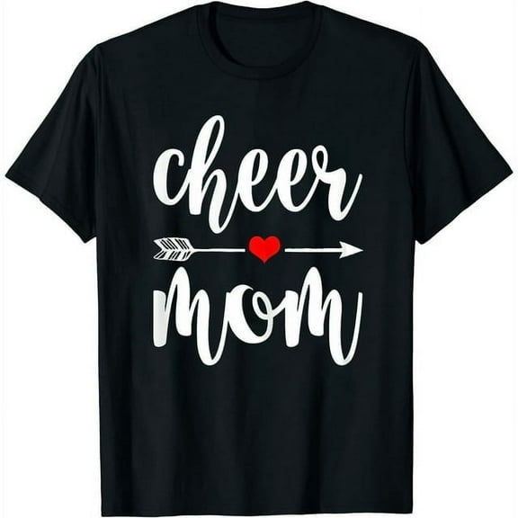 Womens Cheer Mom Shirt Great Mother Cheerleader Gift Tee T-Shirt Black