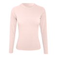 thumbnail image 4 of Womens Long Sleeve Stretch Crewneck Ribbed T Shirt, Polyester, with Front Pleated Design, 4 of 4