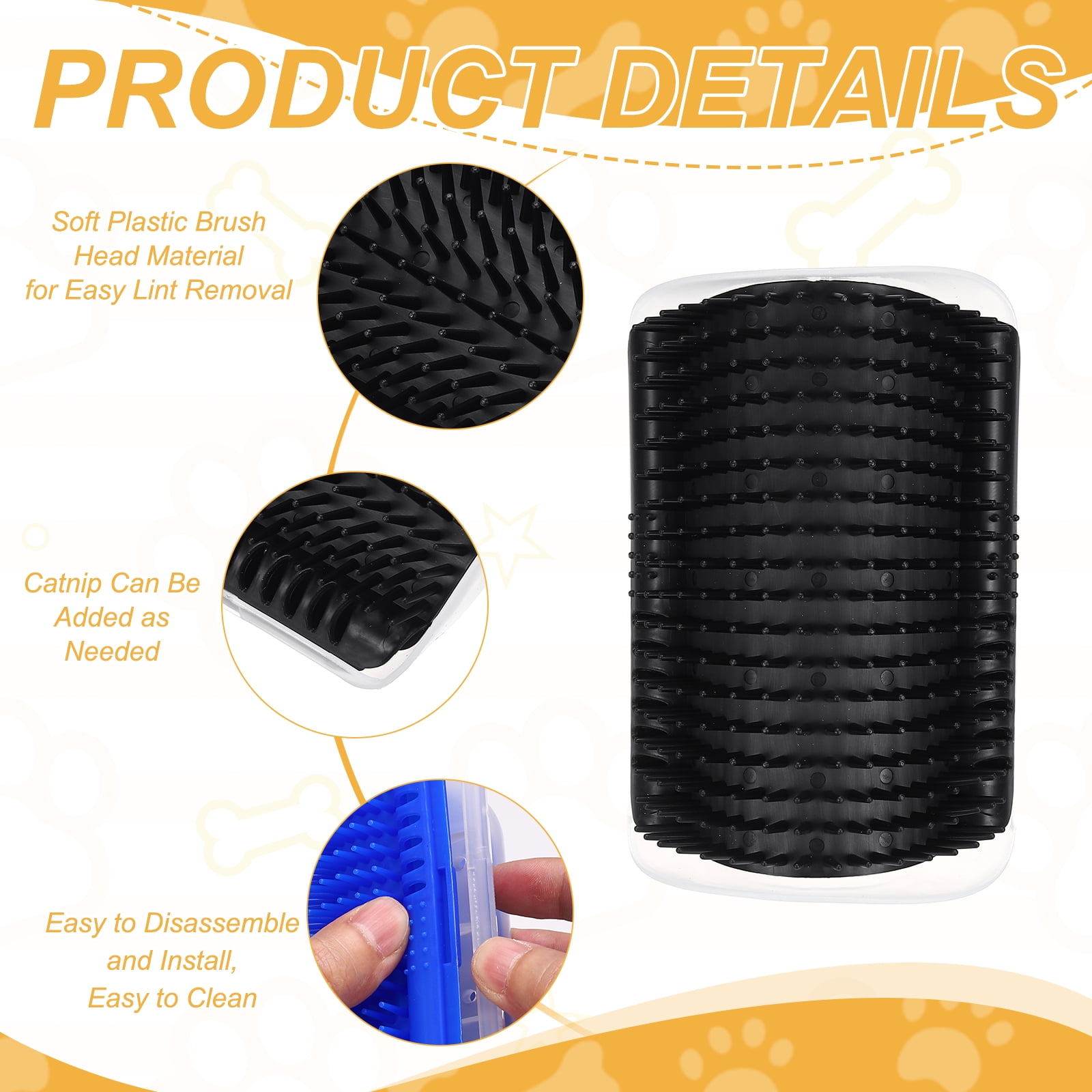 Uxcell Self Grooming Cat Brush, Cat Self Groomer Scratcher with Catnip Softer Cat Face Scratchers Wall Corner Groomer Massage Combs(4Pcs, S, Black) for Long Short Fur Pets/Kittens/Puppies