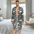thumbnail image 5 of Dailycode Men Robe Lightweight Soft Bathrobes Kimono Nightgown Shark Outline, 5 of 6