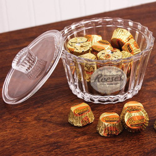 Reeses Crystal Candy Dish with Lid and Frosted Logo Heirloom-Quality Bowl by Godinger 
