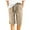 Khaki, variant on DeHolifer Shorts for Women Cotton Linen Elastic Waist Dandelion Print Drawstring Loose Casual Shorts Light Blue 2XL