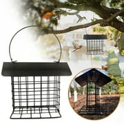 SDJMa Outdoor Wild Bird Feeder, Black Small Hanging with Metal, Rainproof Squirrel-Proof, Single Suet Cake Style for Outside Office