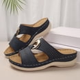 thumbnail image 5 of Dakaela Orthopedic Wedge Sandals for Women 2026 Summer Boho Platform Slip on Slides Arch Support Comfortable Casual Walking Slippers Navy 6.5, 5 of 9