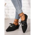 thumbnail image 2 of Women's Black Fashionable Solid Color Oxford Shoes Lace-up Pointed Toe Suede-like Flat, 2 of 4