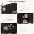 thumbnail image 4 of PAPROOS Fireplace TV Stand for 70 Inch TV, 64'' Wide Wood TV Cabinet with 30'' Electric Fireplace, Modern Fluted Entertainment Center TV Console Table for Living Room, Black, 4 of 8