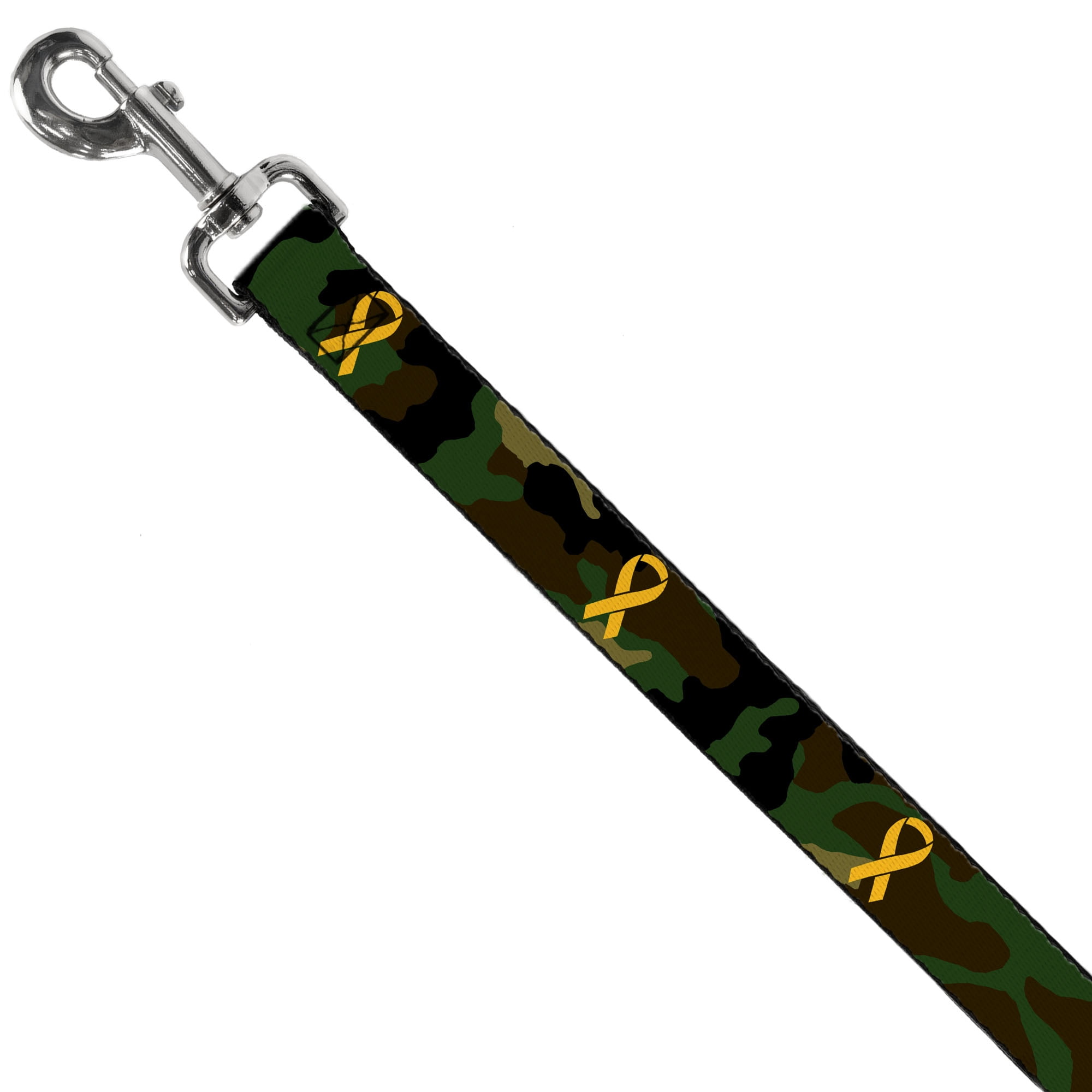Buckle-Down Pet Leash, Dog Leash, Support Our Troops Camo Olive Yellow Ribbon, 6 Feet Long 1.0 Inch Wide