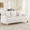 thumbnail image 3 of AAQZ 87" Corduroy Sofa Couch for Living Room, 3 Seater Deep Seat Comfy Couch in a Box, 2 Cushions, 2 Pillows Tool-Free Setup,White, 3 of 9