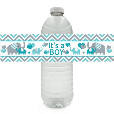 Elephant Baby Shower Water Bottle Labels 24ct Blue Its A Boy Elephant Baby Shower Water Bottle Labels 24ct Blue Its A Boy