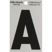 Hillman 840798 3" Black and Silver Reflective Poly-Film Adhesive Letter A