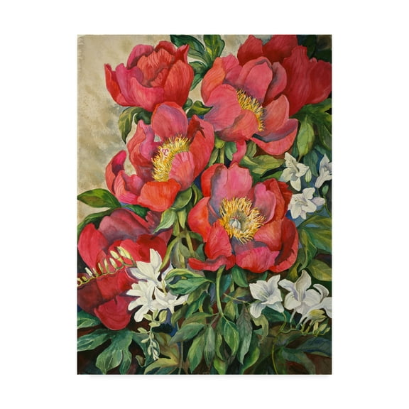 Trademark Fine Art 'Red Peonies' Canvas Art by Joanne Porter