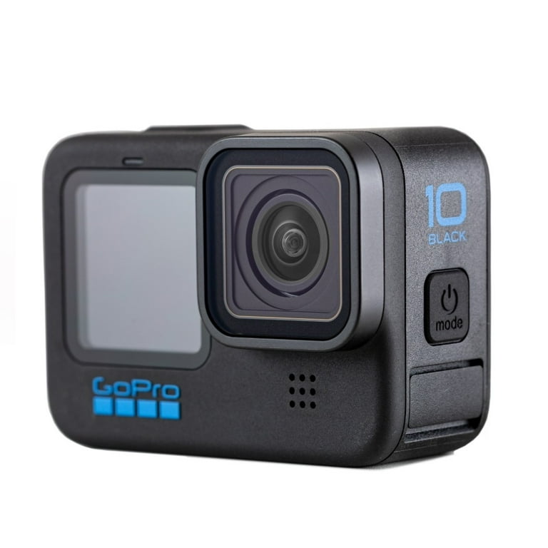 GoPro HERO10 Black Digital Action Camera {4K120/23MP} Waterproof to 33 ft.  - With Battery, Curved Adhesive Mount, Mounting Buckle, Thumb Screw, USB