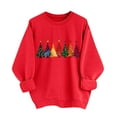 thumbnail image 2 of Fartey Womens Christmas Sweatshirt Oversized Crewneck Sweatshirts Fall Winter Long Sleeve Fleece Pullover Tops Cute Xmas Tree Graphic Sweatshirts Yellow L, 2 of 5