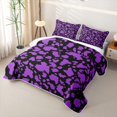 thumbnail image 3 of jejeloiu Purple Cattle Print Quilt King Kids,Fashion Cow Pattern King Coverlet Set For Girls,3 Pieces, 3 of 7