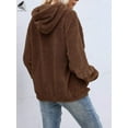 thumbnail image 4 of Sixtyshades Womens Fuzzy Fleece Sweatshirt Long Sleeve Zipper Sherpa Pullover Hoodie with Pockets (XL, Coffee), 4 of 9