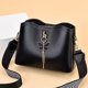 thumbnail image 1 of Women's Soft Washed Leather Shoulder Bag Multi-Zip Large Capacity Handbag With Bow Shell, Black, 1 of 9