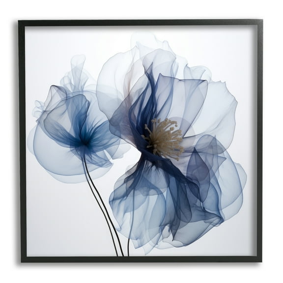 Stupell Industries Blue X-Ray Flowers Botanical & Floral Photography Black Framed Art Print Wall Art, 12 x 12