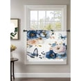 thumbnail image 2 of Sheer Curtains 54 Inch Length, Vintage Blue Floral Semi Sheer Curtains Light Filtering Window Treatment, Farmhouse Watercolor Flower Butterflies Privacy Voile Drapes for Living Room 52x54 Inch, 2 of 7