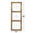 thumbnail image 5 of DecMode Brown Wood Distressed Panel Scroll Wall Decor with Bronze Metal Scrollwork, 5 of 15