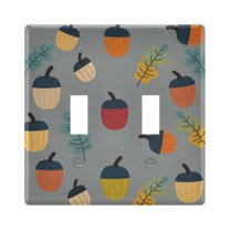 Yayeee Toggle Light Switch Wall Plate 2-Gang 4.56"x4.48" Decorative Outlet Cover, Cute Acorns Pattern