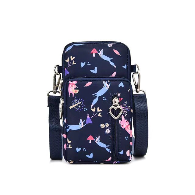 Factory Direct Crossbody Mobile Phone Bag Vertical Fabric Mini Small Bag Wrist Arm Mobile Phone Bag Three-Layer Coin Wallet
