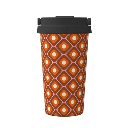 

Uemuo 60s and 70s Aesthetic Print Carry Insulated Coffee Mug Travel Mug with Hidden Handle Insulated Coffee Flask Leak-proof Travel Mug Insulated Mug for Office