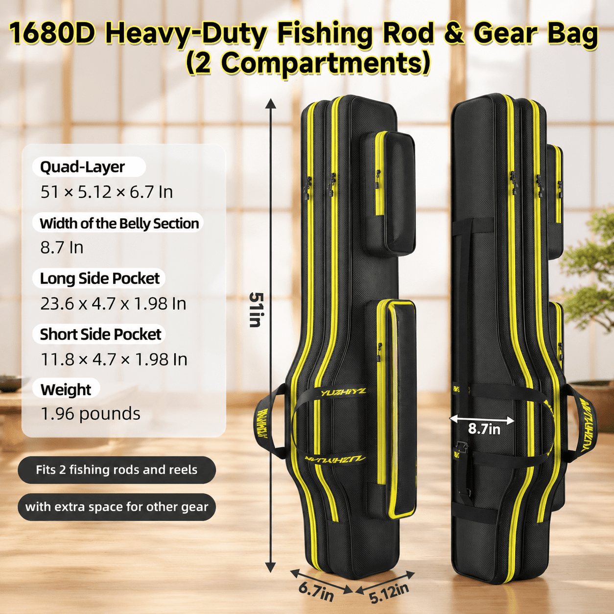 2 Layers Fishing Pole Bag Rod Case Folding | Reel Storgears Organizer Portable Durable 1680d Oxford Large Capacity For Tackle