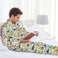 thumbnail image 6 of Salouo Dinosaurs and Tropical Leaves Print Button-Front Long Sleeve Pajama Set for Men, Soft 2Pjs Men's Long Sleeve Sleepwear-XX-Large, 6 of 7