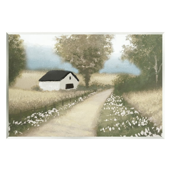 Stupell Industries Subtle Cottage Path Landscape Painting Unframed Art Print Wall Art, 15 x 10