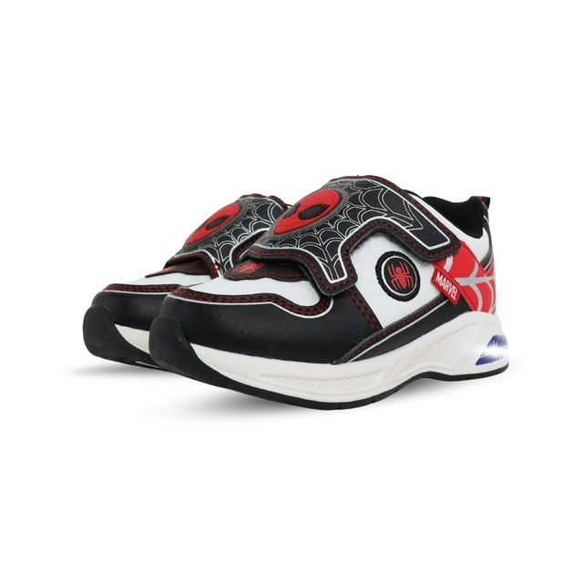 Zapatillas infantiles Marvel Spiderman para niños, modelo con luces, color rojo y blanco, talla 6