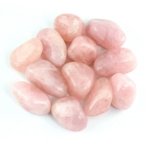 pink Brazil ROSE QUARTZ A med-lg tumbled 1/2 lb bulk stones 12-16 pk semi-trans 
