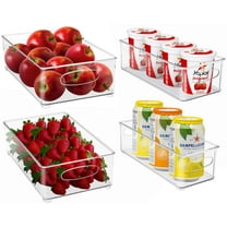 Sorbus Plastic Storage Bins Stackable Clear Pantry Organizer Box Bin Containers for Organizing Kitchen Fridge, Food, Snack Pantry Cabinet, Fruit, Vegetables, (Wide & Narrow - Pack of 4)