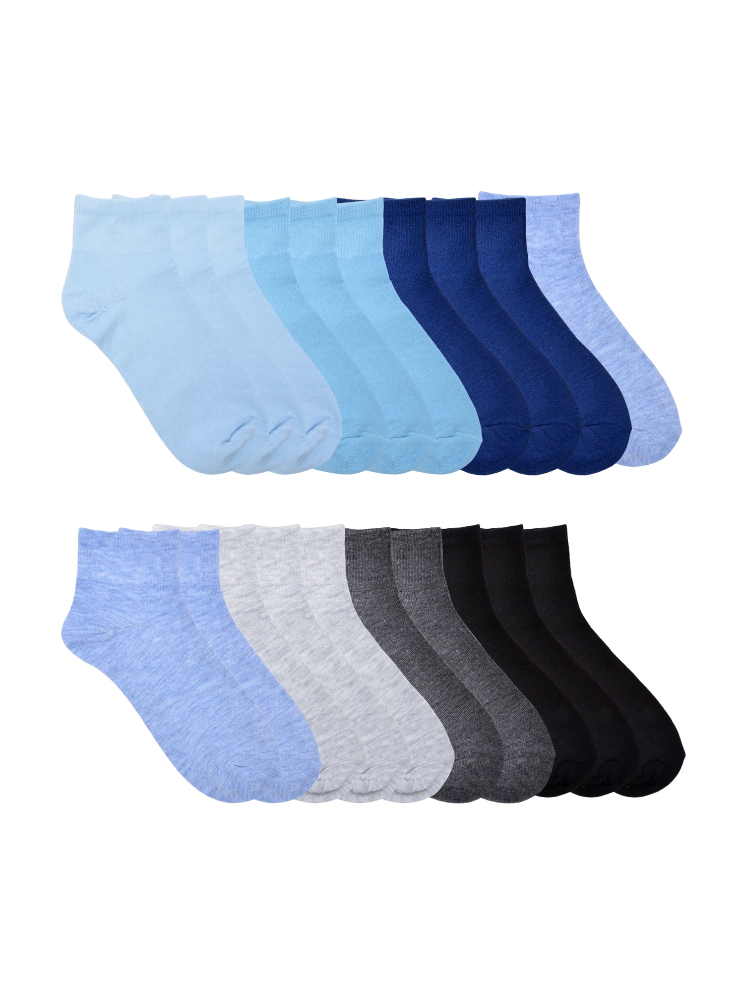 No Boundaries Women's Ankle Cut Socks, 20 Pack, Shoe Sizes 4-10