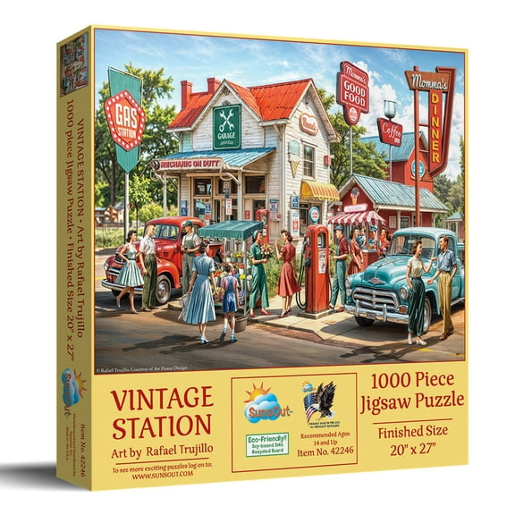 SUNSOUT INC - Vintage Station - 1000 pc Jigsaw Puzzle by Artist: Rafael Trujillo - Finished Size 20" x 27" - MPN# 42246