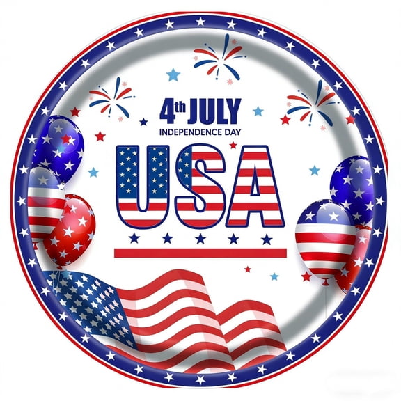 Disposable Paper Plates Cutlery, 250Th Anniversary 4Th Of July Decorations Patriotic Party Supplies, Perfect for Independence Day Parties White