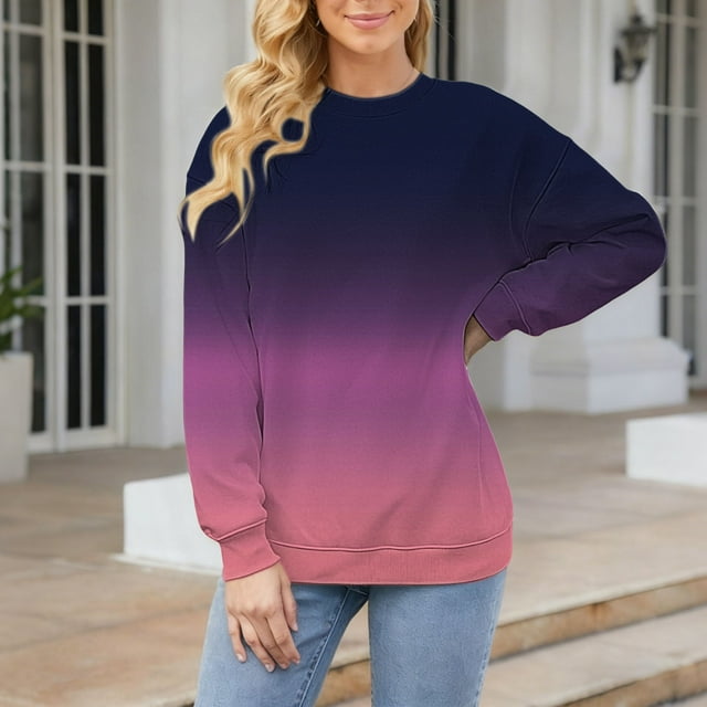 Pulls d'Automne pour Femmes Élégants T-Shirt à Manches Longues Col Rond Confortable Ample Grande Taille Rose TTTG